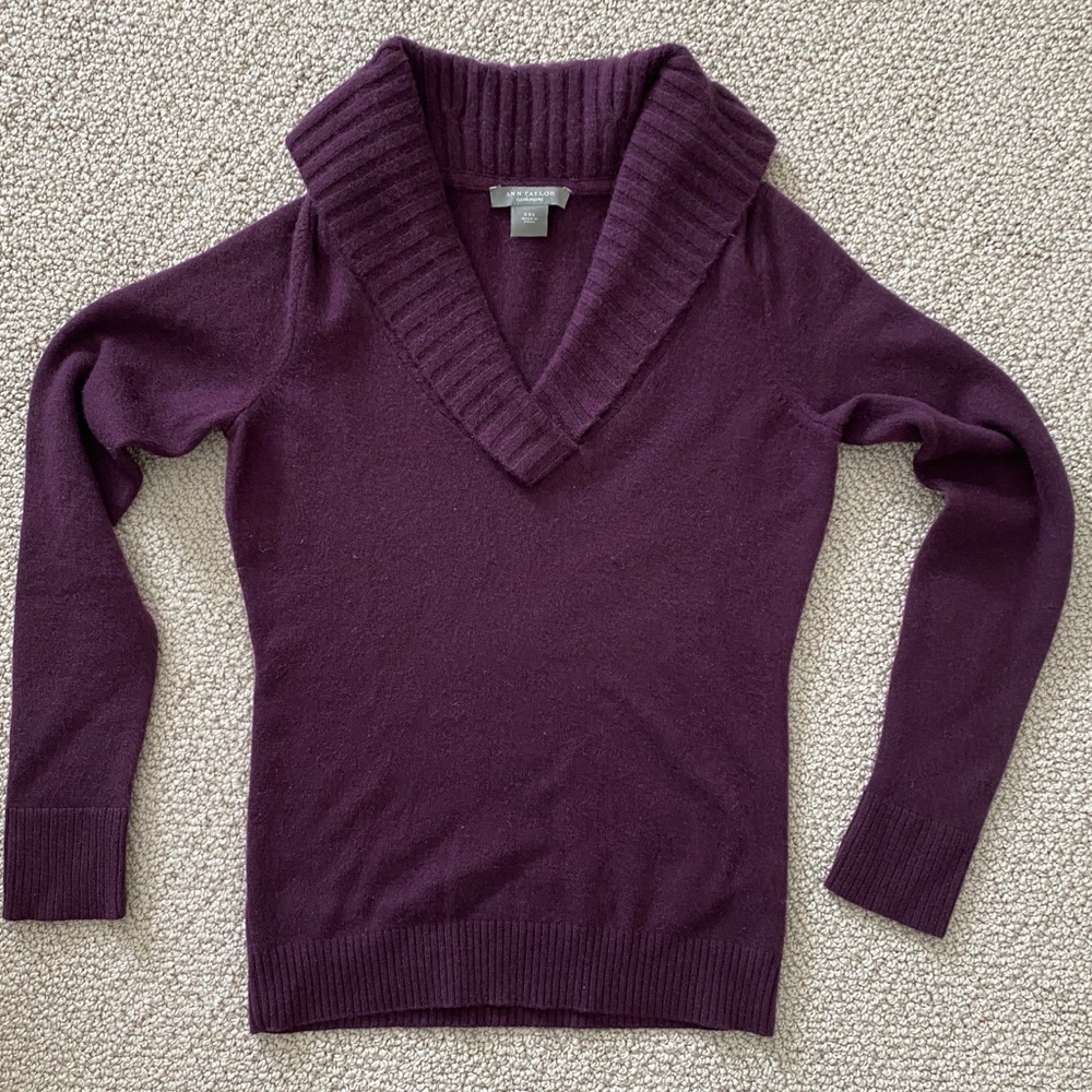 Ann Taylor Eggplant Cashmere Sweater